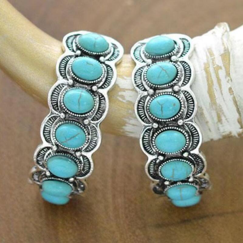 Turquoise Vintage Geometric Cross Earrings - product image 1