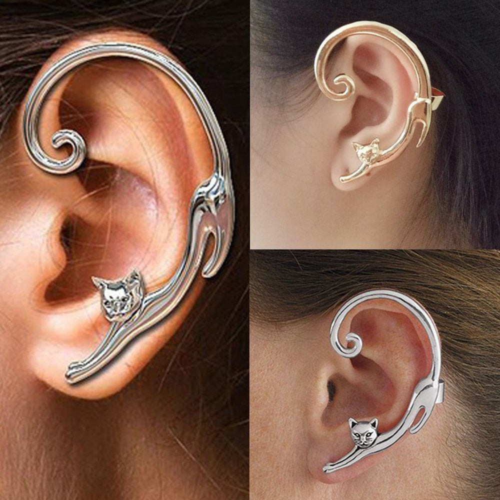 Simple Glossy Cat Earrings in Minimalist Style - Unique Cute Small Animal 3d - product image 6