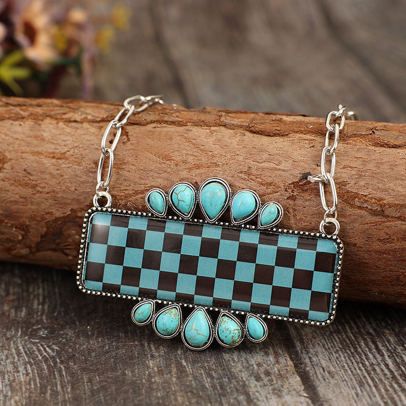 Western Turquoise Boho Vintage Geometric Necklace - product image 1