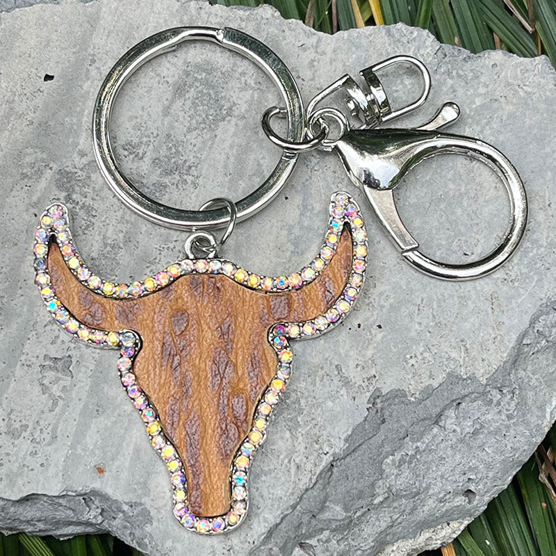 Western Vintage Cow Skull Cross Leather Necklace
