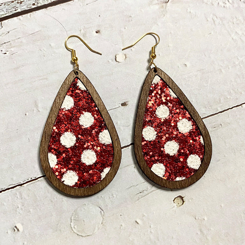 Cross Wood Leather Earrings - product image 6