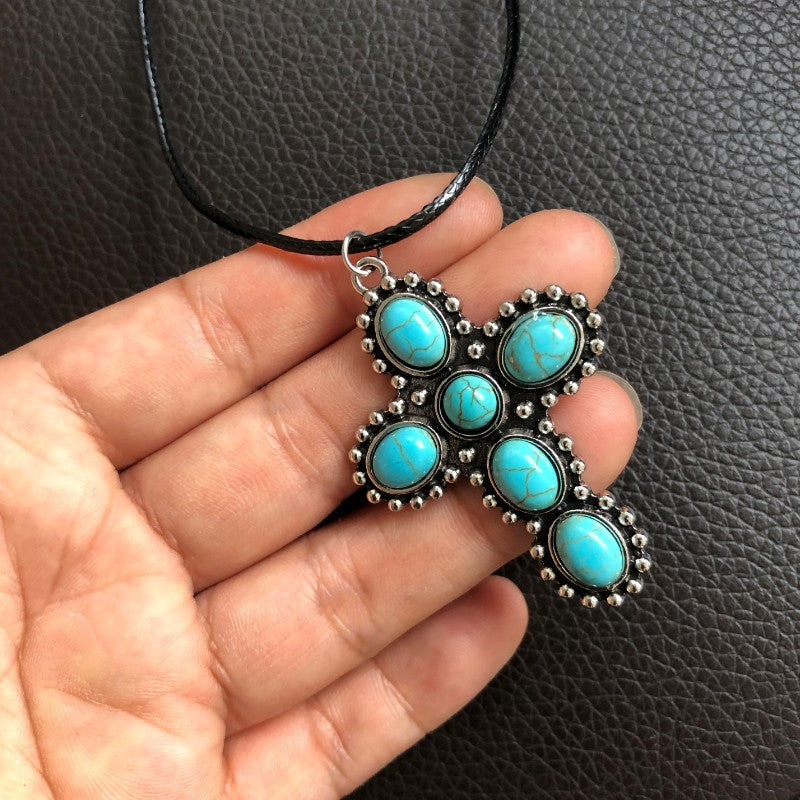 Turquoise Vintage Cross Necklace