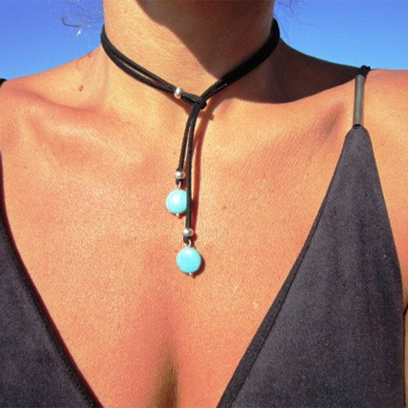 Turquoise Boho Vintage Cross Necklace - product image 1