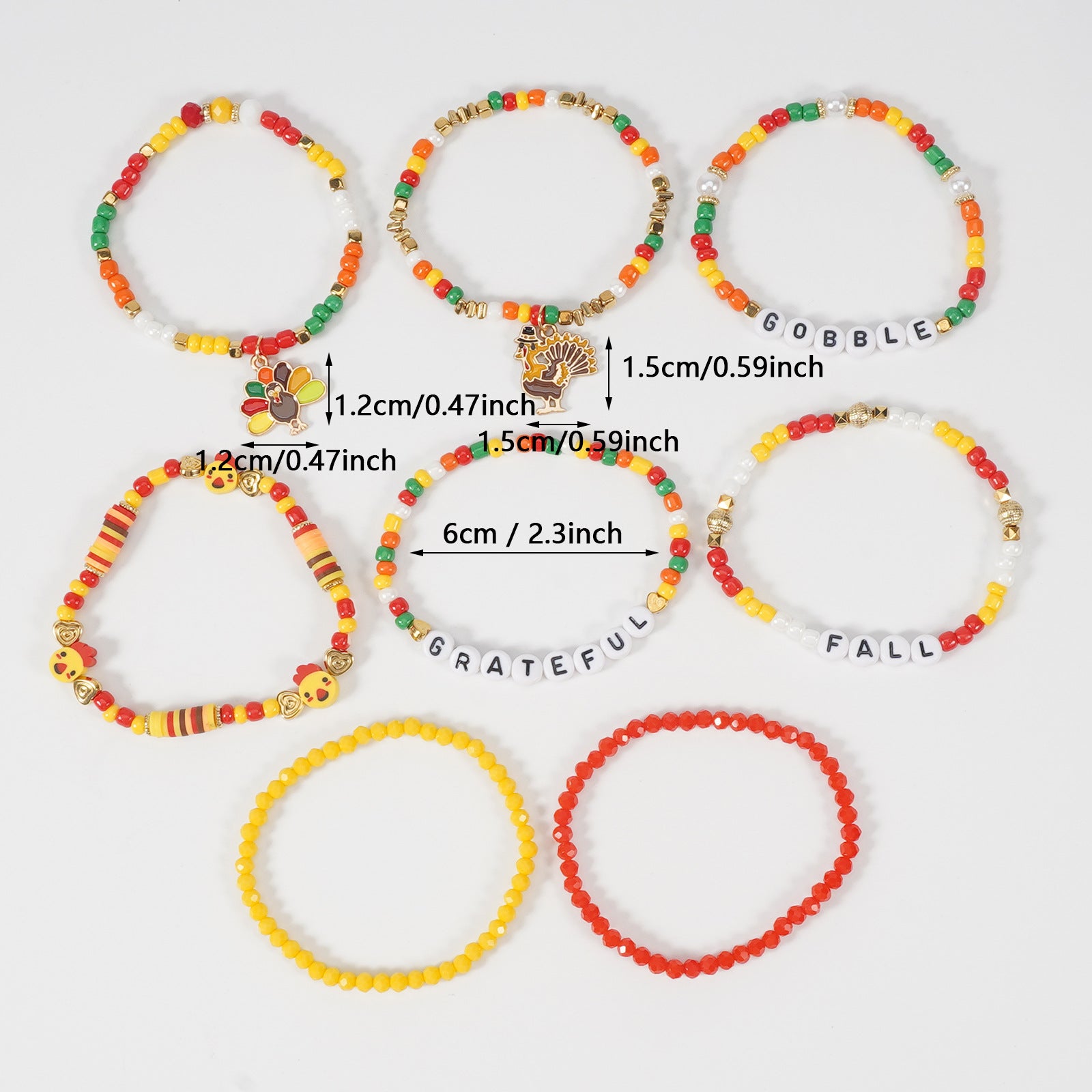 Autumn Thanksgiving Bracelet Maple Leaf - Turkey - Pumpkin - Squirrel - Pine