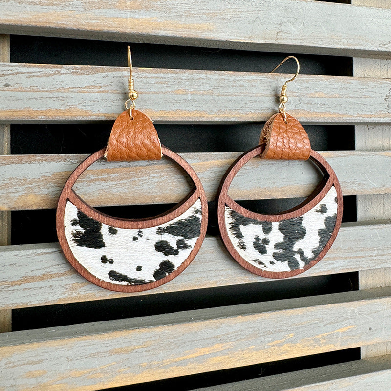 Western Statement Geometric Cross Leather Earrings - product image 2
