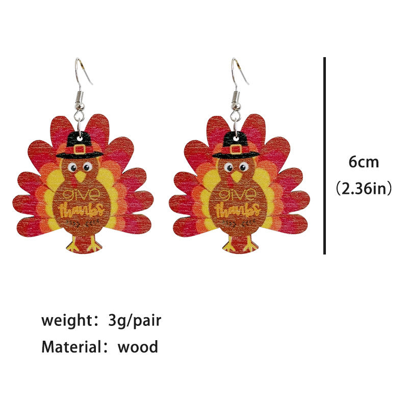 Thanksgiving Turkey Earrings - Water Drop Polka Dot Football Sports Earrings - product image 4