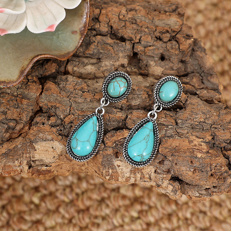 Turquoise Statement Cross Earrings