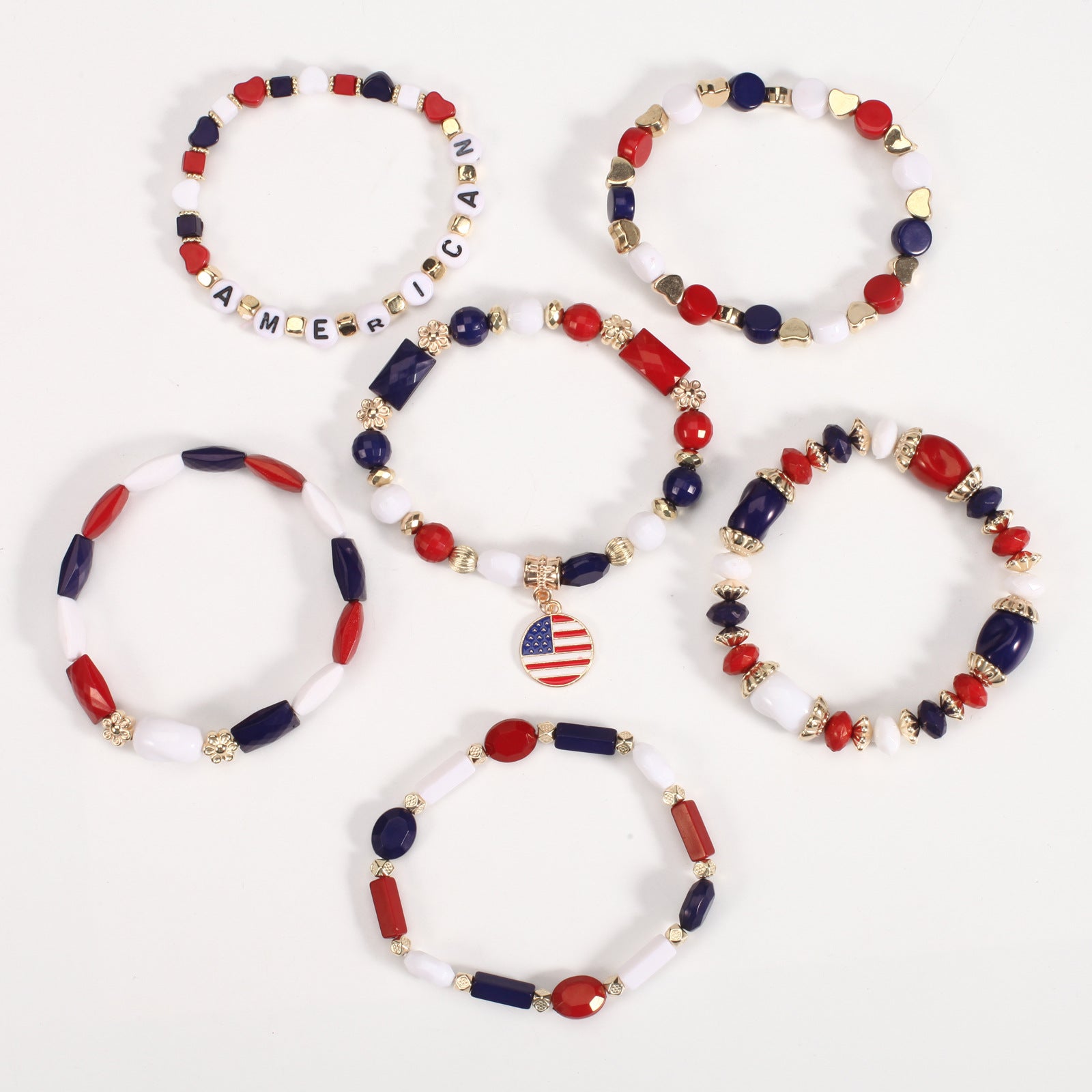 Flag Beaded Crystal Bracelet