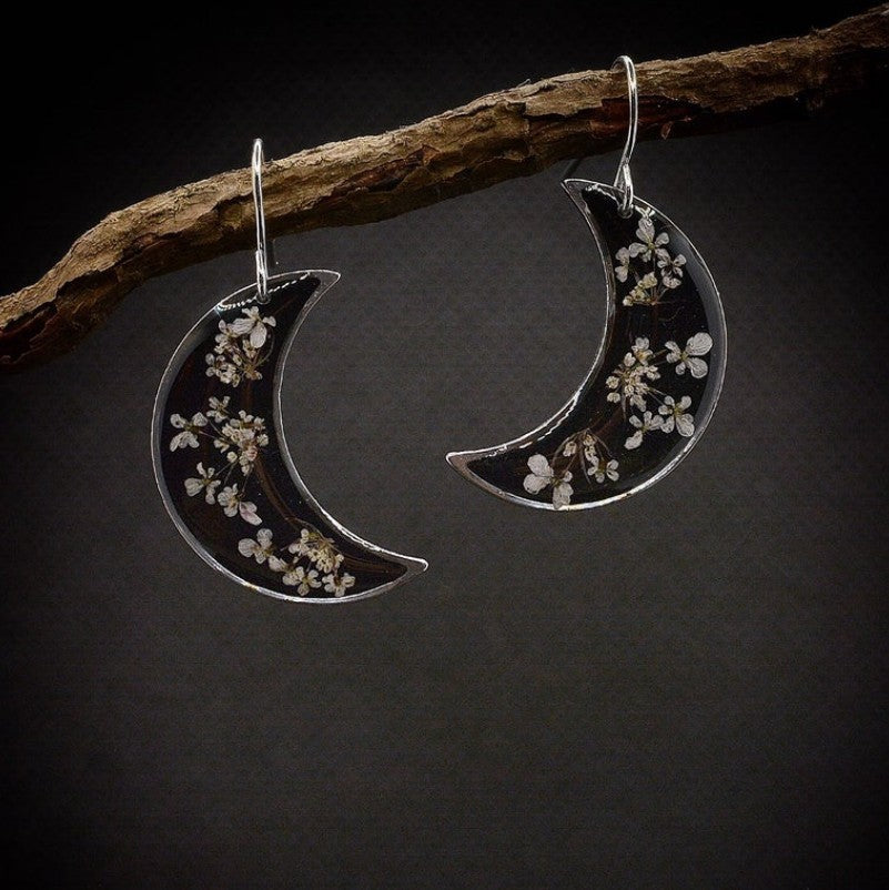 Vintage Floral Moon Cross Resin Earrings for Women - product image 1