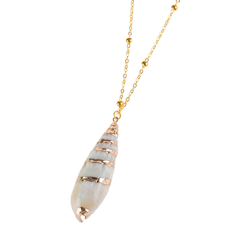 2019aliexpress : Ocean‑style Necklace with Gold‑trimmed Seashells and Conch - product image 9