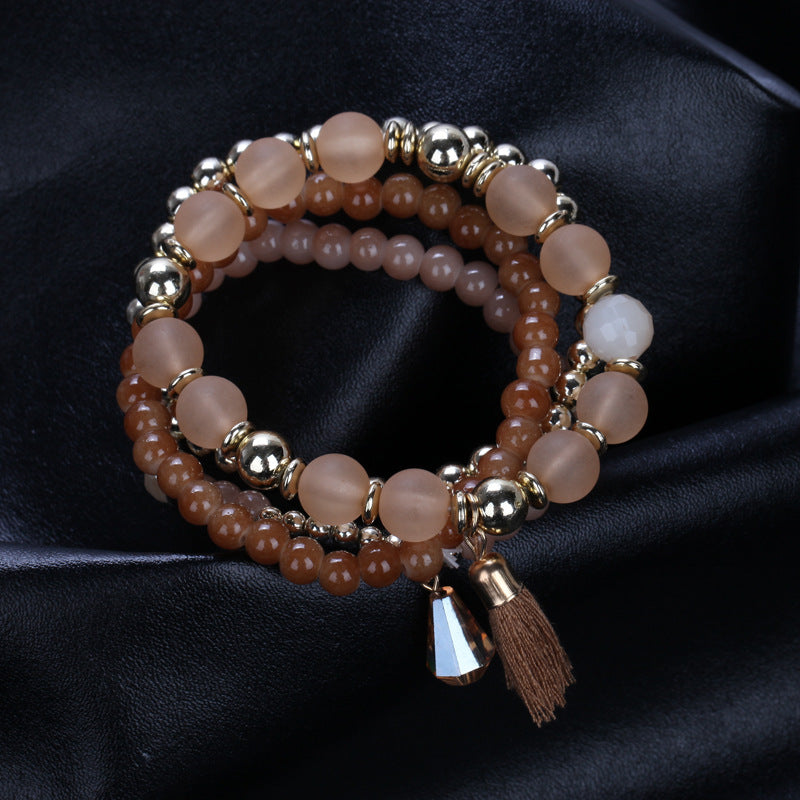 Women's Bracelets Multi-layered Glass Stone Bracelet Fabric Tassel Bracelet - product image 30