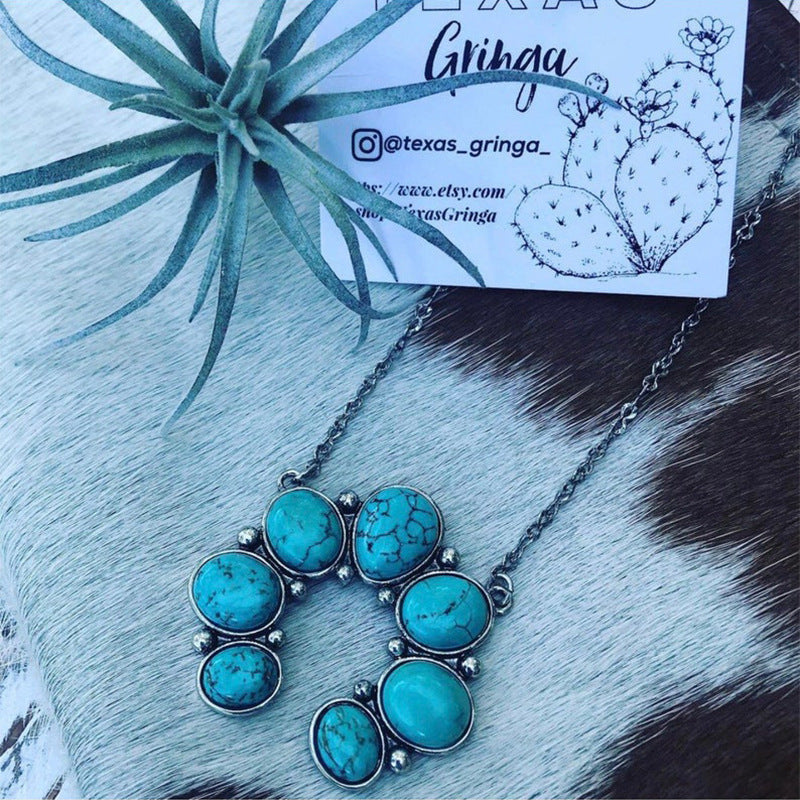Turquoise Boho Vintage Floral Necklace - product image 5