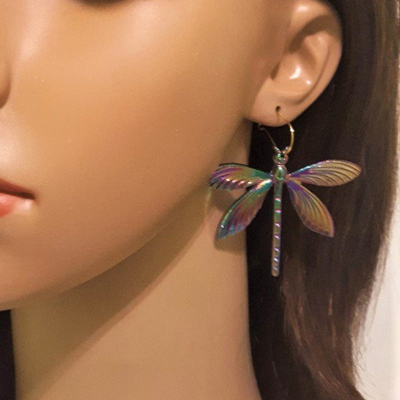 Trendy Colorful Dragonfly Alloy Earrings - Personalized Fashionable - product image 2