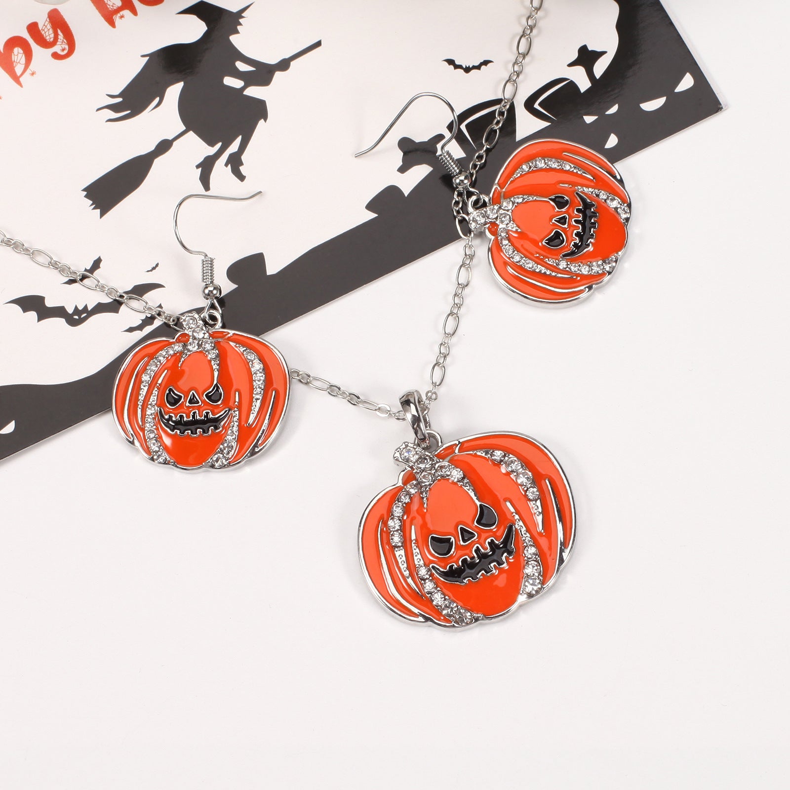 Halloween Necklace and Earring Set with Pumpkin - Screaming Skull - Ghost - - product image 14