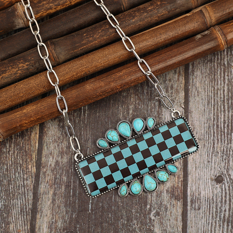 Western Turquoise Boho Vintage Geometric Necklace - product image 2