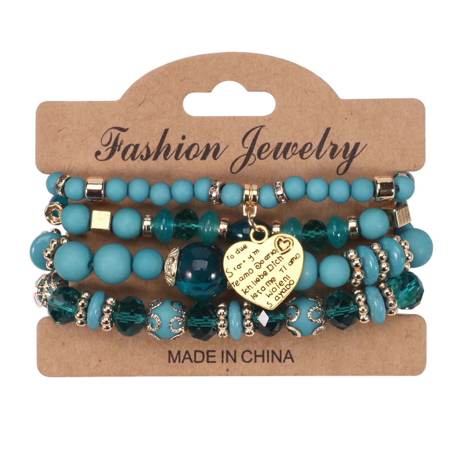 Boho Heart Cross Beaded Crystal Necklace for Women