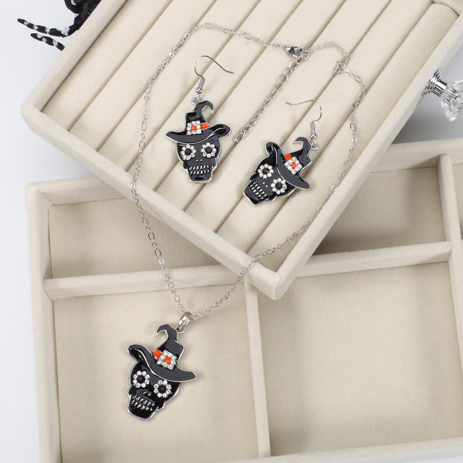 Halloween Necklace and Earring Set with Pumpkin - Screaming Skull - Ghost - - product image 22