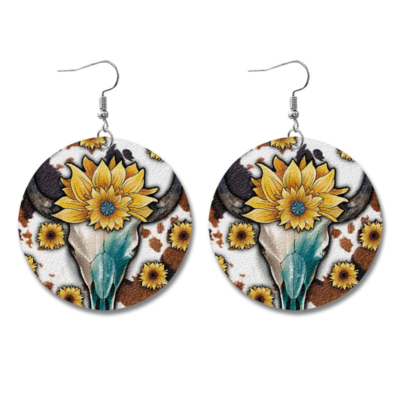 Western Vintage Cross Leather Earrings