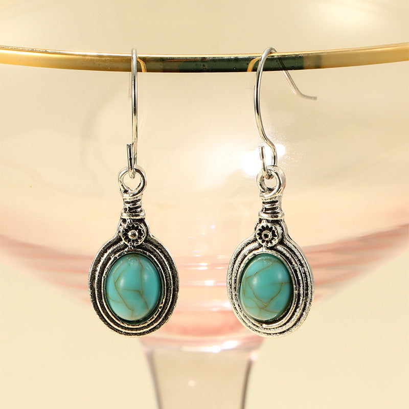 Turquoise Vintage Geometric Cross Earrings - product image 3
