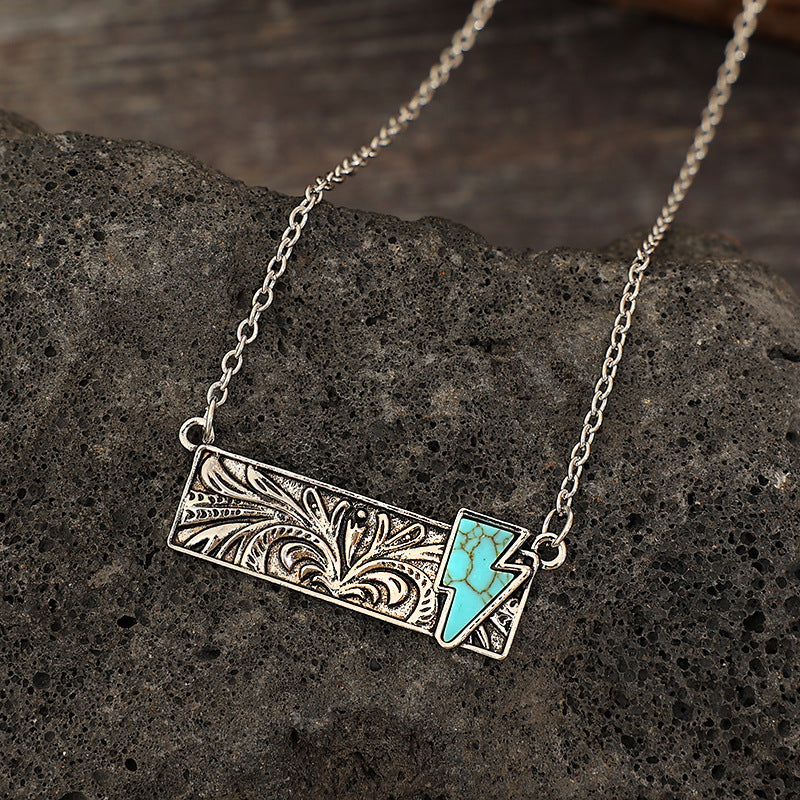 Western Turquoise Vintage Cactus Cross Necklace - product image 7