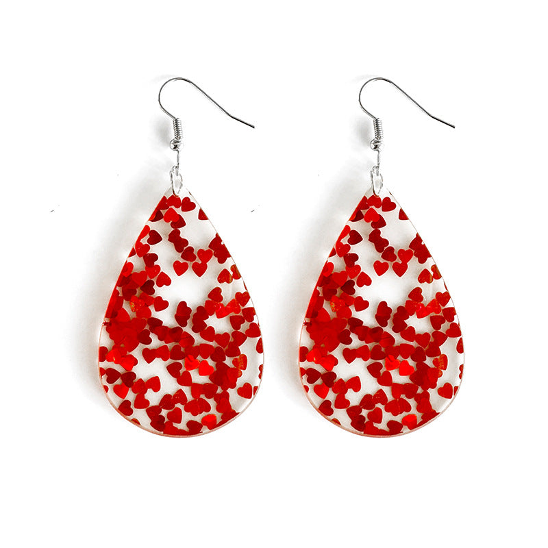 Heart Cross Acrylic Earrings