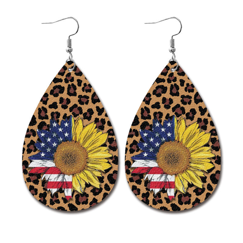 Vintage Cross Flag Leather Earrings - product image 11