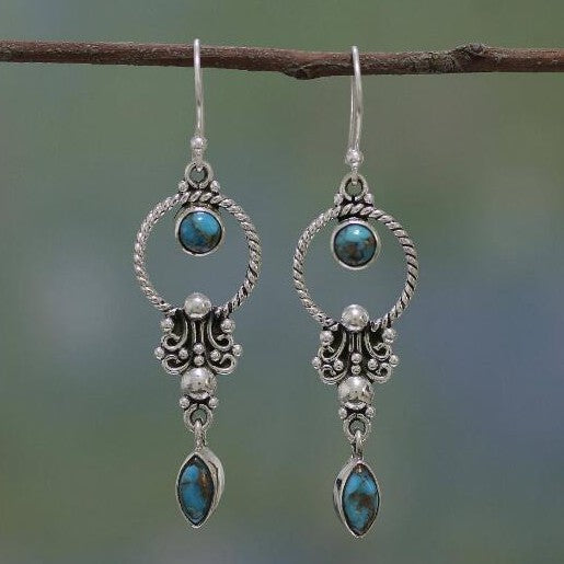 Earrings Inlaid with Sea Blue Topaz for Women Creative Rotating Water Drop - product image 47
