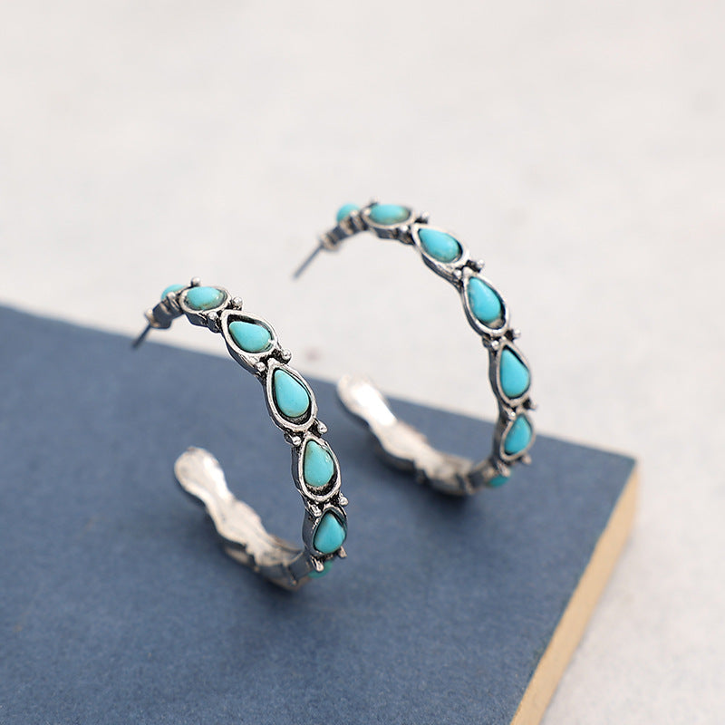 Western Turquoise Statement Cross Earrings - product image 11