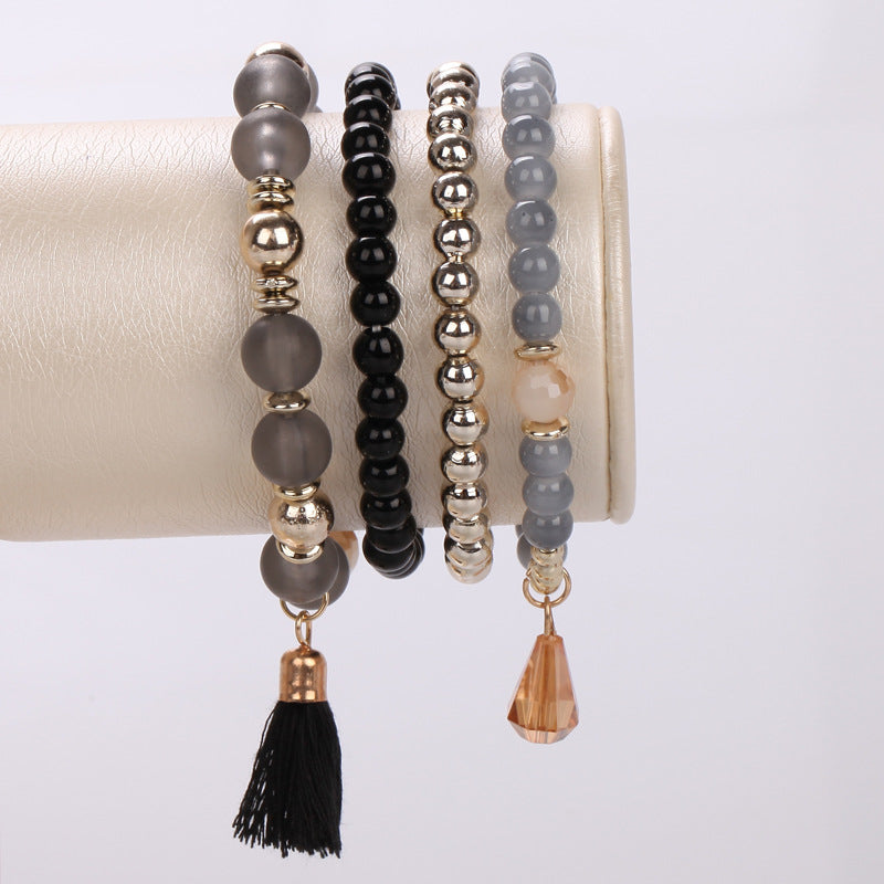 Women's Bracelets Multi-layered Glass Stone Bracelet Fabric Tassel Bracelet - product image 23