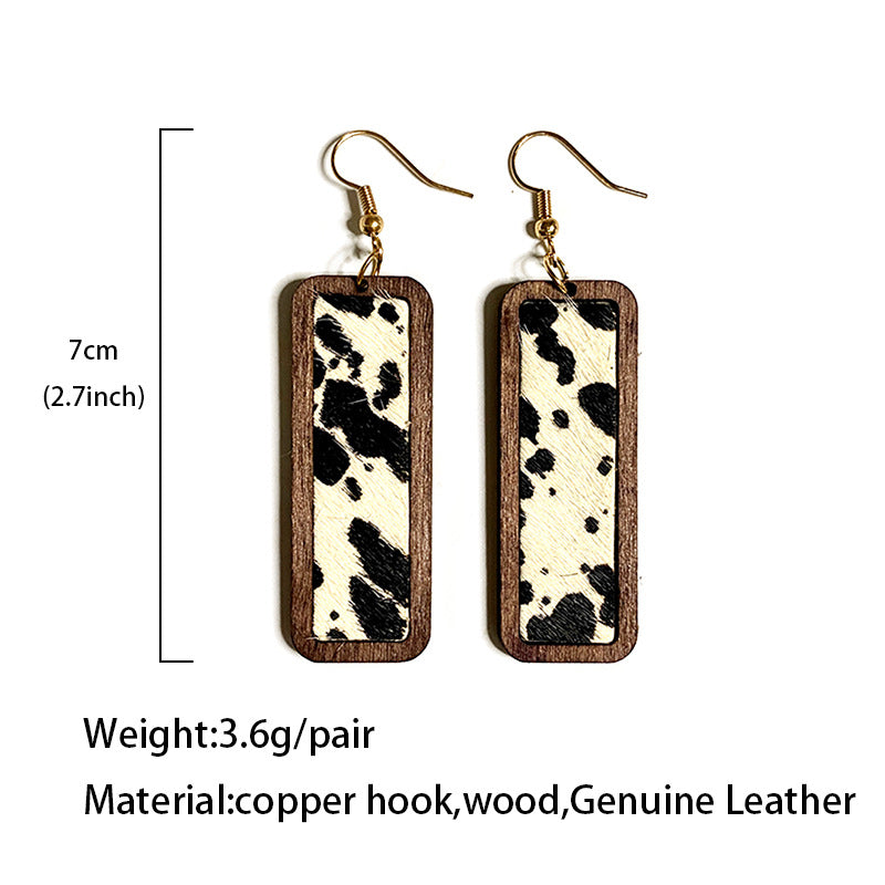 Western Vintage Geometric Cross Leather Earrings - product image 4