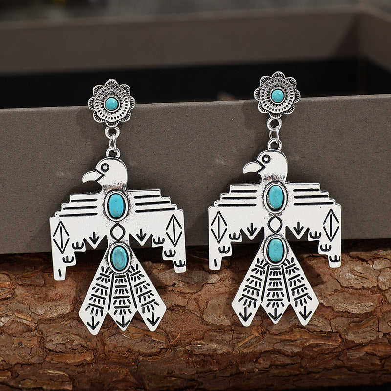 Turquoise Vintage Floral Cross Earrings - product image 2