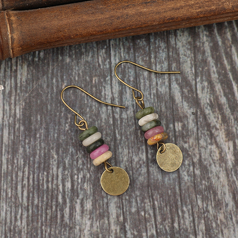 Vintage Geometric Cross Beaded Earrings for Women