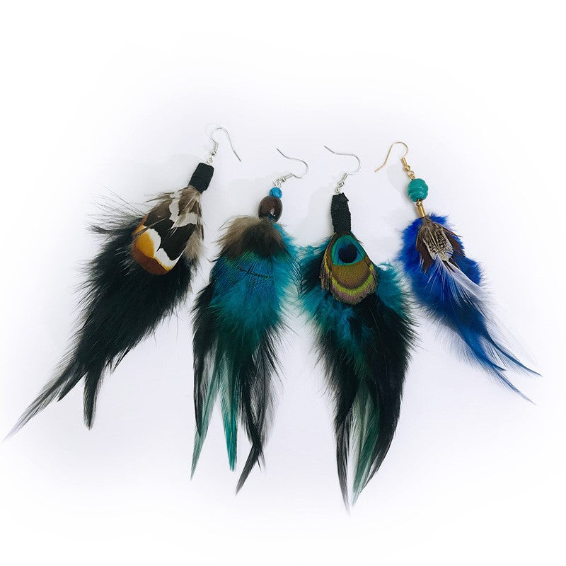Boho Vintage Feather Beaded Earrings - product image 1