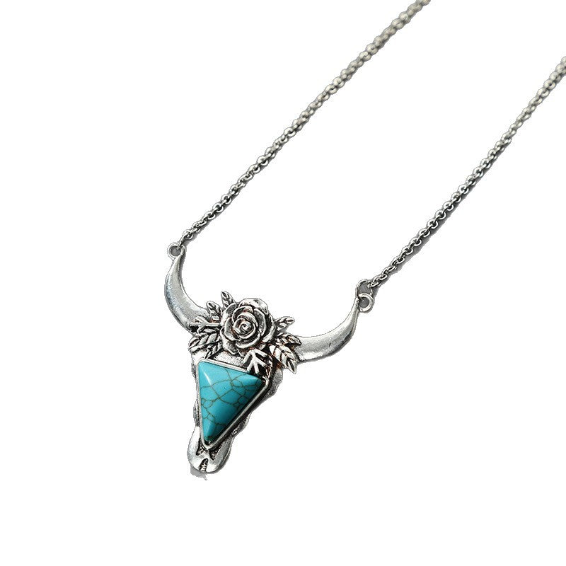 Western Turquoise Vintage Floral Cow Skull Jewelry Set - product image 5