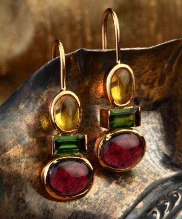 Unique Gold-rimmed Gemstone Earrings for Women Simple Alloy Earrings - product image 6