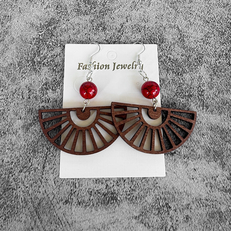Turquoise Boho Cross Wood Earrings - product image 7
