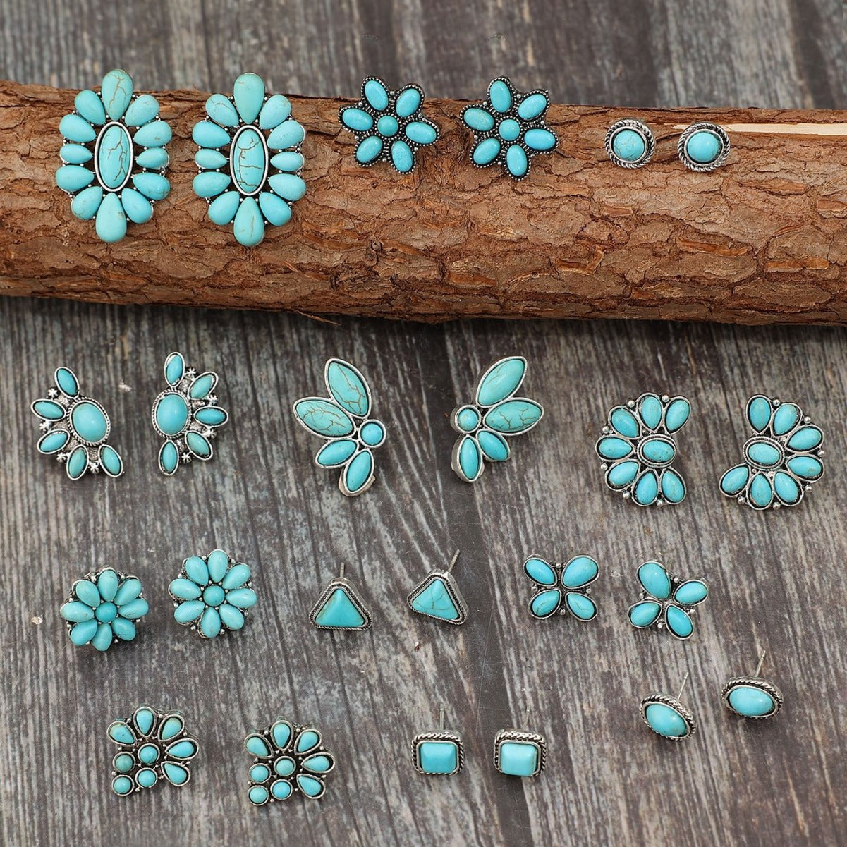 Turquoise Boho Vintage Geometric Earrings - product image 1