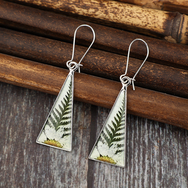 Vintage Geometric Floral Cross Resin Earrings - product image 12