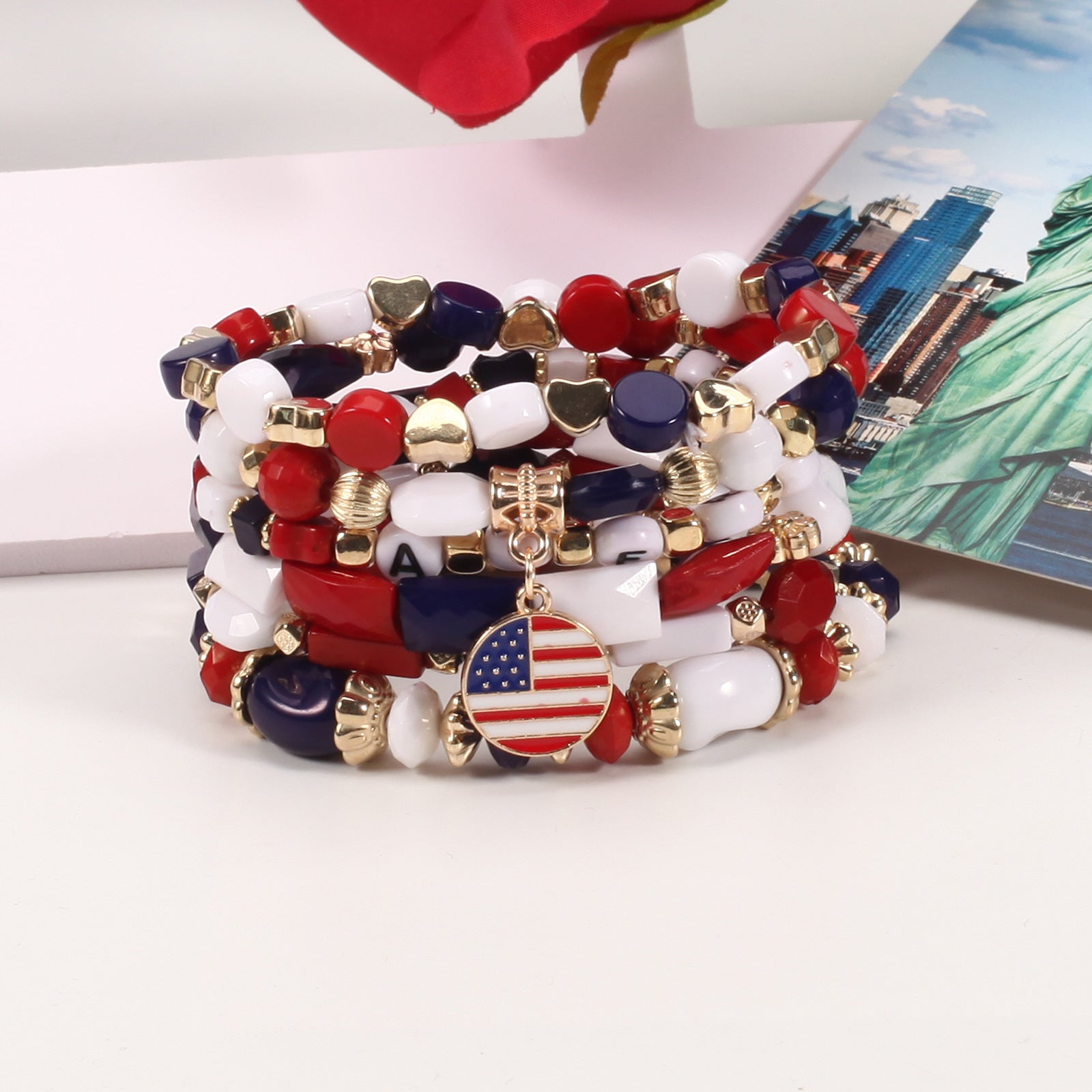 Flag Beaded Crystal Bracelet