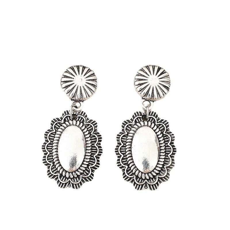 Boho Vintage Geometric Floral Cross Earrings - product image 5