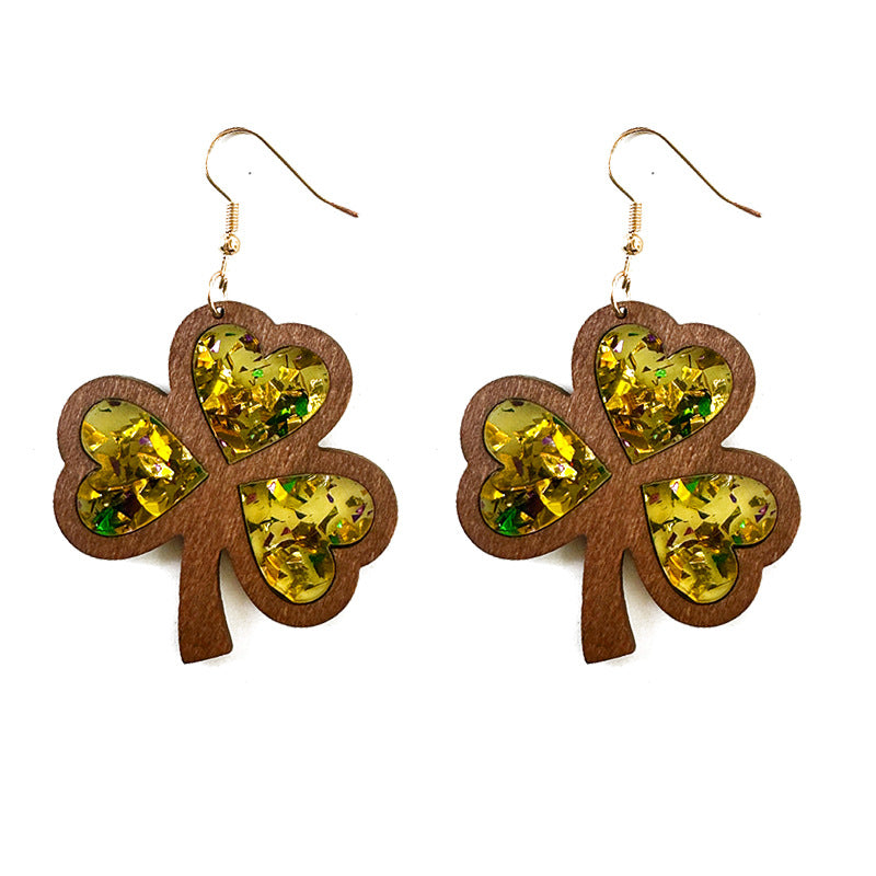 Cross Wood Acrylic Earrings