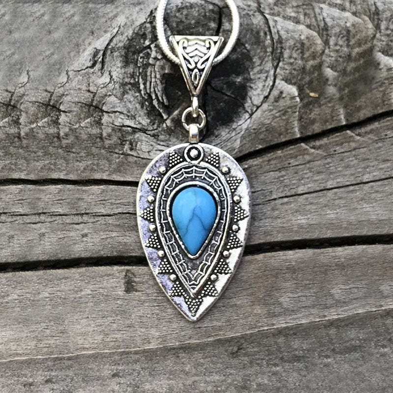 Turquoise Western Teardrop Pendant Necklace considered for a seasonal country concert outfit