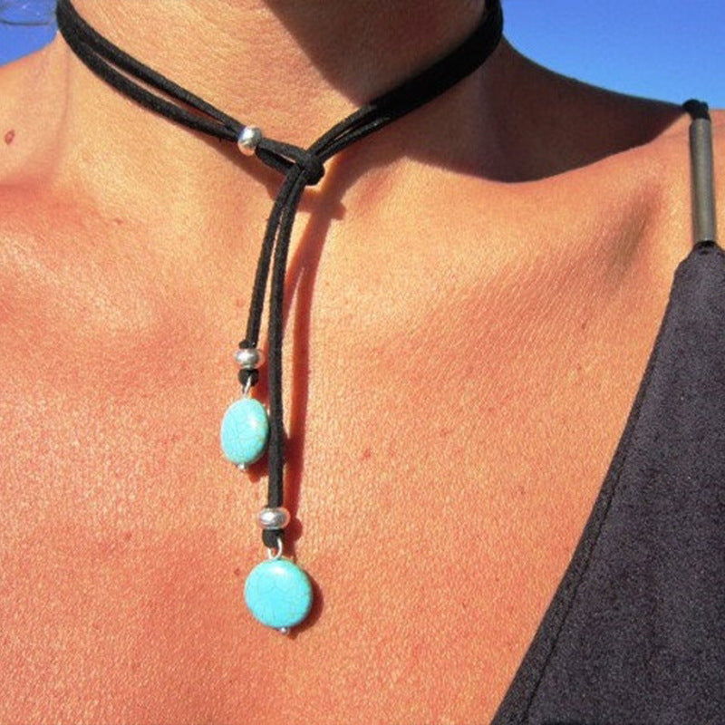 Turquoise Boho Vintage Cross Necklace