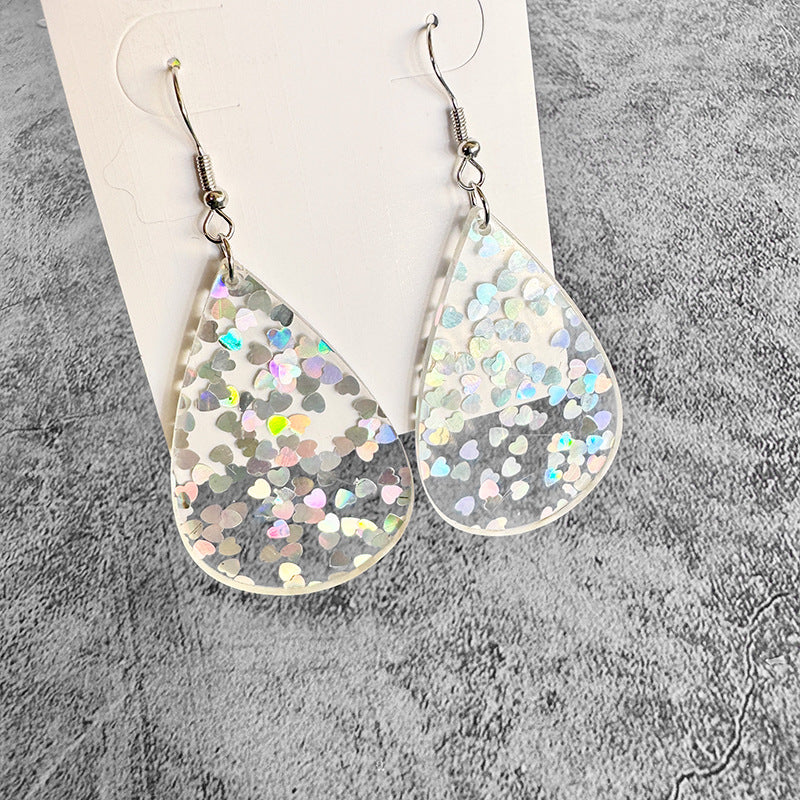 Heart Cross Acrylic Earrings