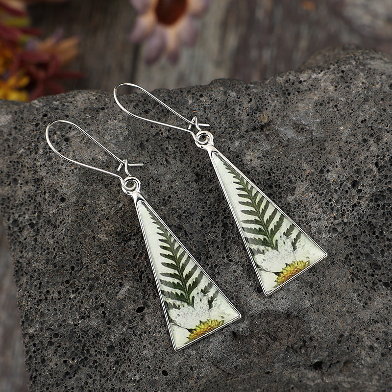 Vintage Geometric Floral Cross Resin Earrings - product image 11