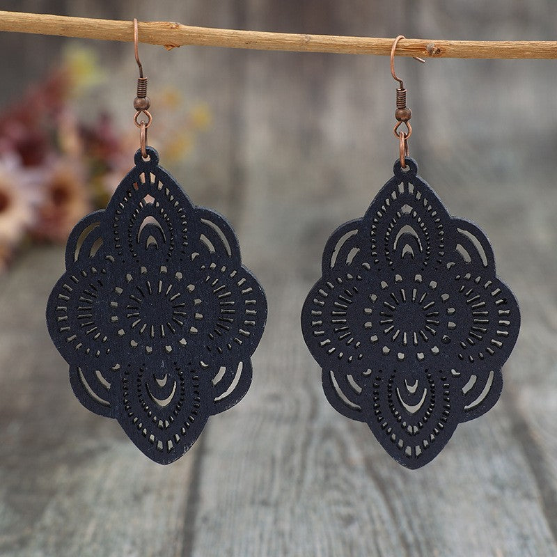Vintage Floral Cross Wood Earrings - product image 7