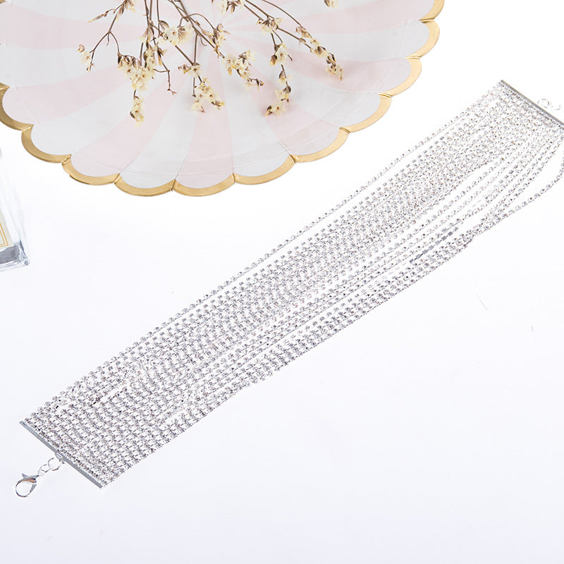 Multi-Strand Crystal Rhinestone Choker Necklace