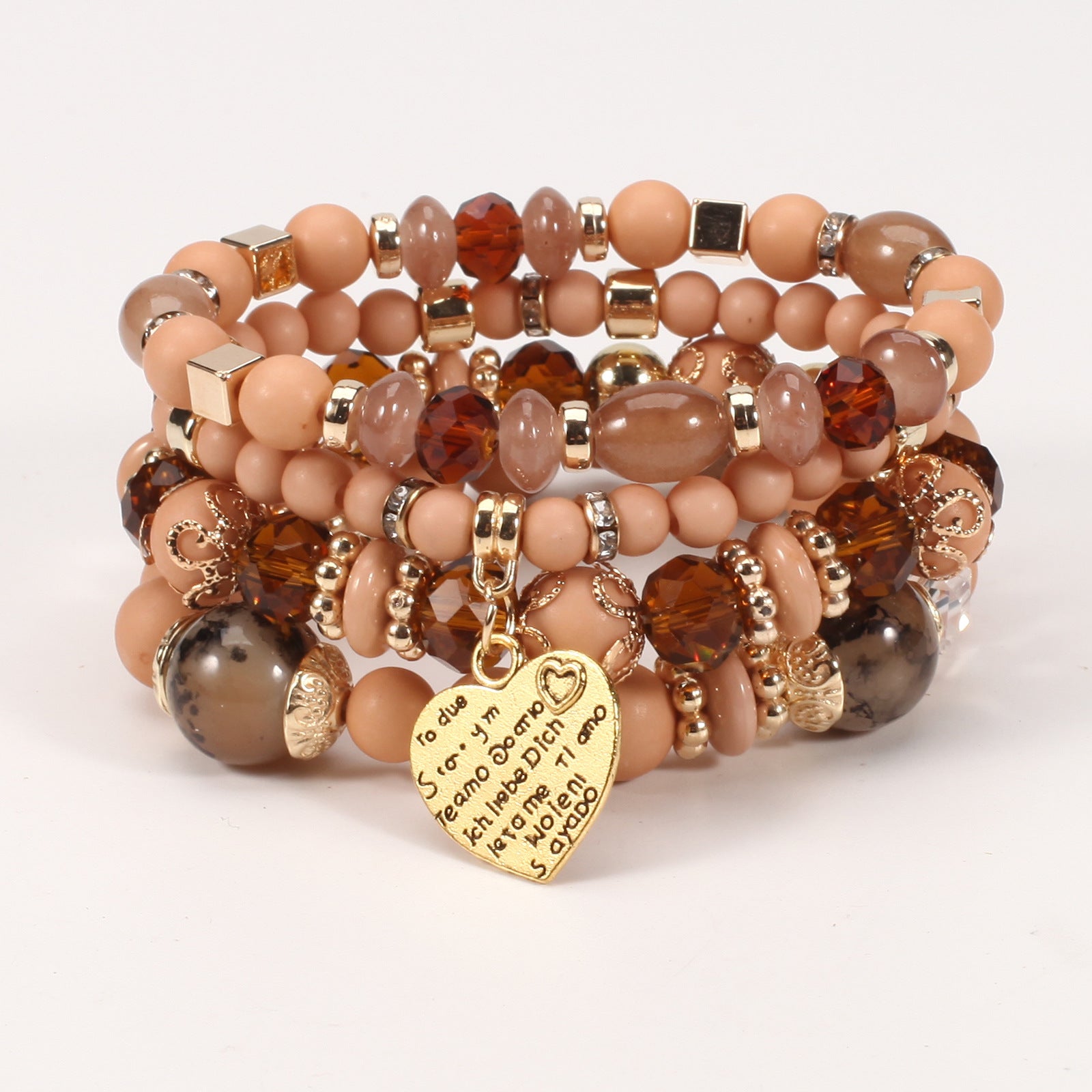 Boho Heart Cross Beaded Crystal Necklace for Women