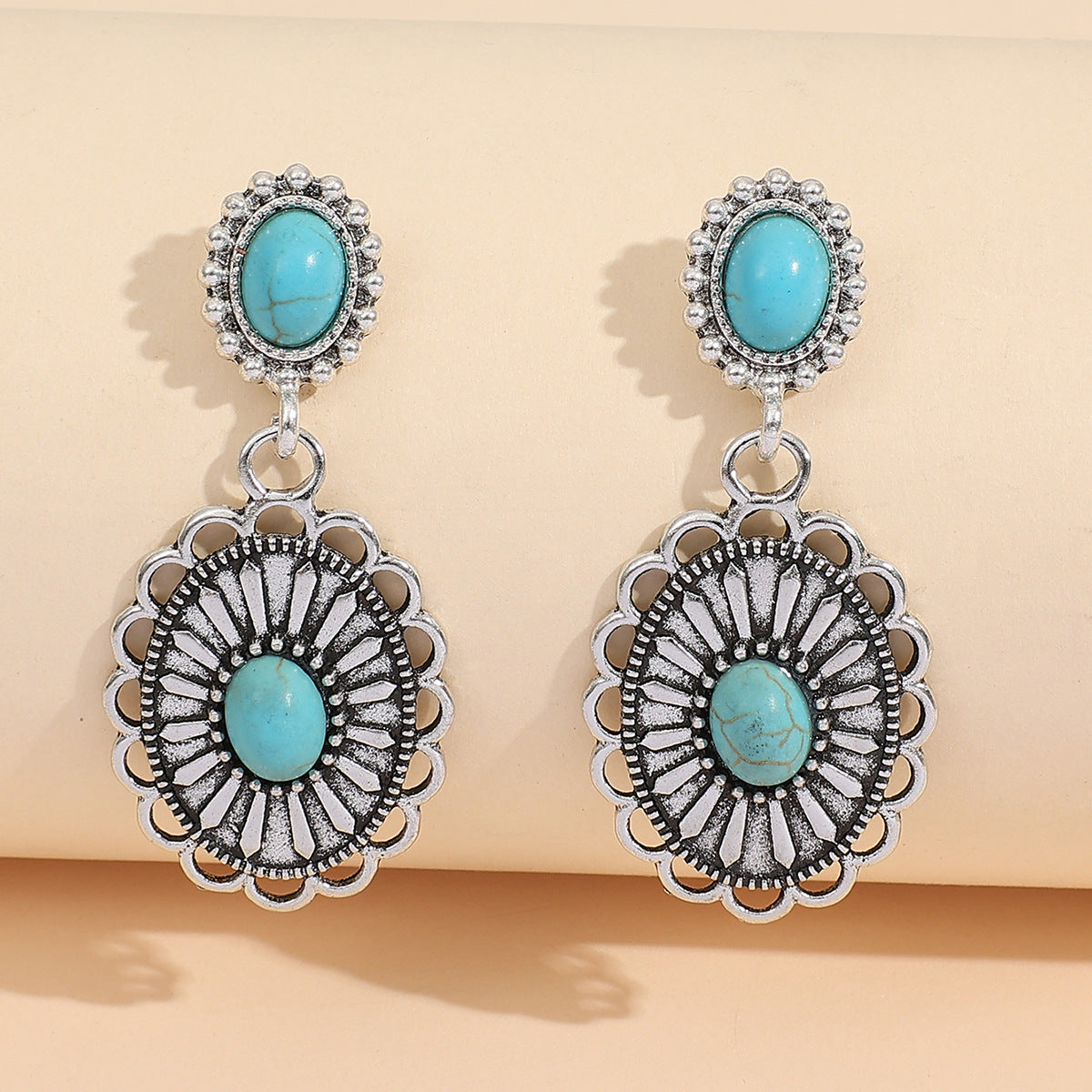Turquoise Boho Vintage Cross Earrings - product image 5