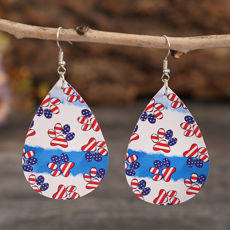 Cross Flag Leather Earrings - product image 1